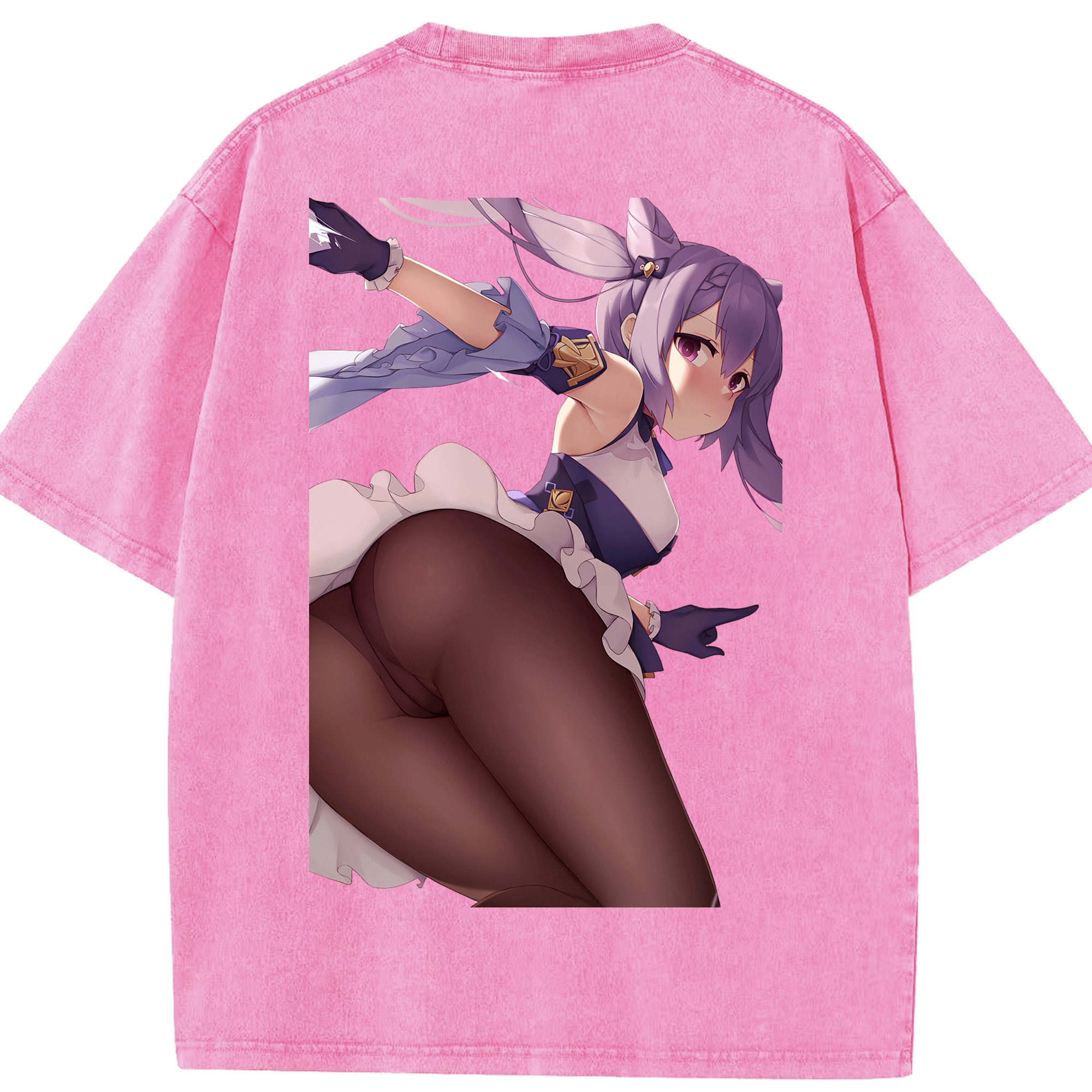 げんし神 刻晴 こくせい genshin Kokusei 綿100% ヴィンテージ風 半袖Tシャツ（背面プリント）